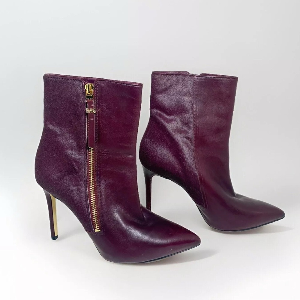 Burgundy Leather Ankle Boots